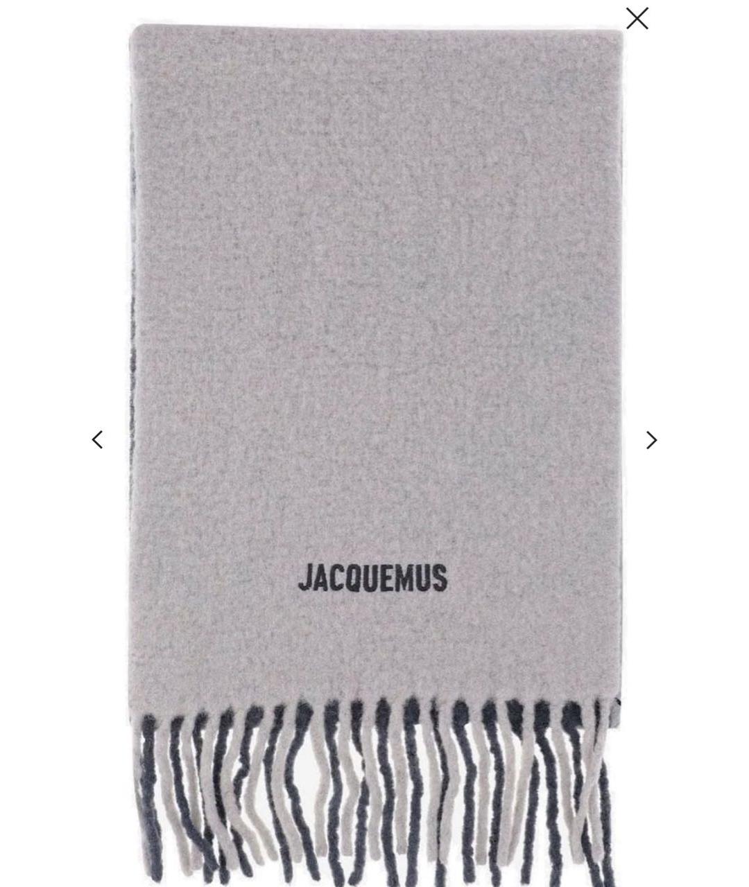 JACQUEMUS Серый шерстяной шарф, фото 4