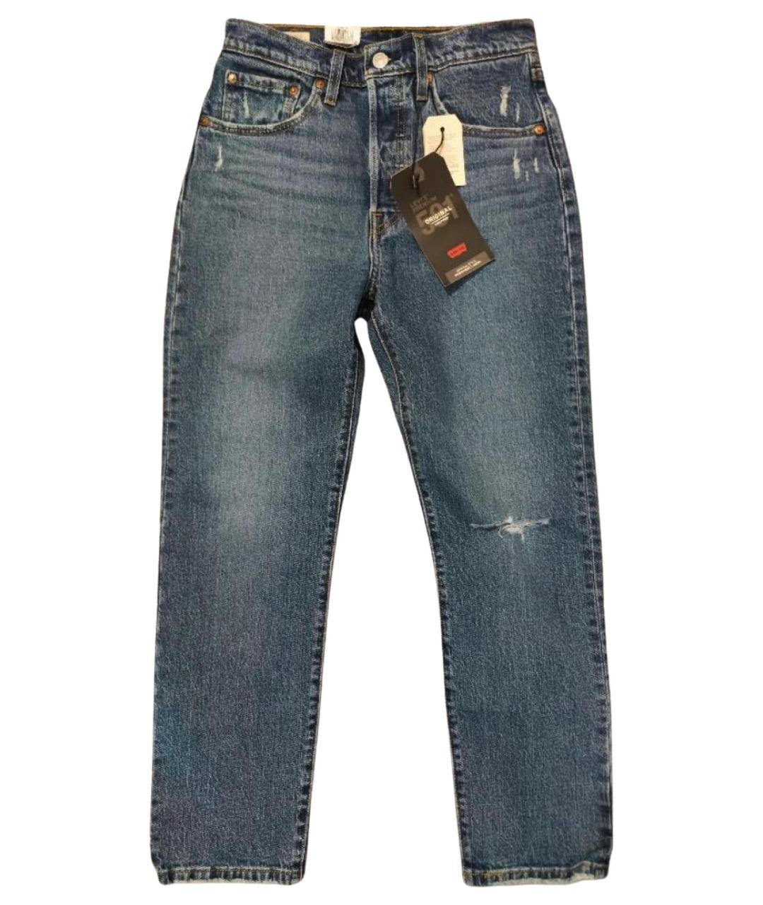 LEVI'S Синие хлопко-эластановые прямые джинсы, фото 1