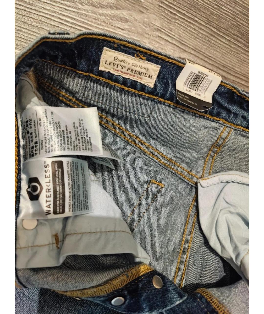 LEVI'S Синие хлопко-эластановые прямые джинсы, фото 2