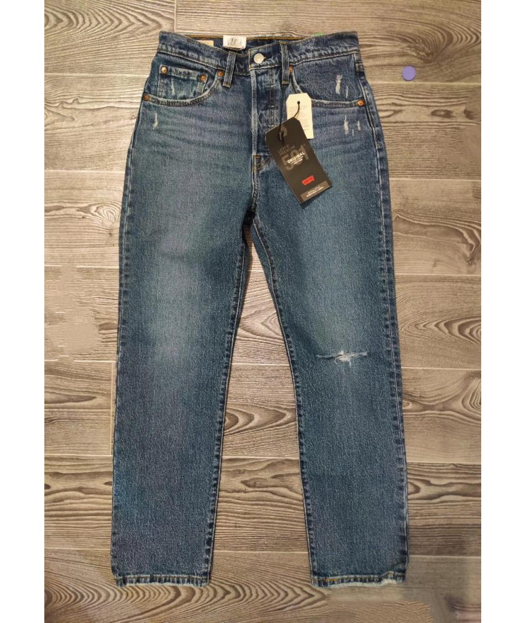 LEVI'S Синие хлопко-эластановые прямые джинсы, фото 8