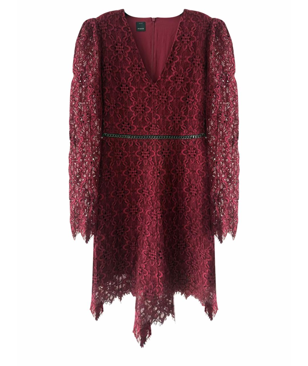 PINKO Бордовое вискозное вечернее платье, фото 10