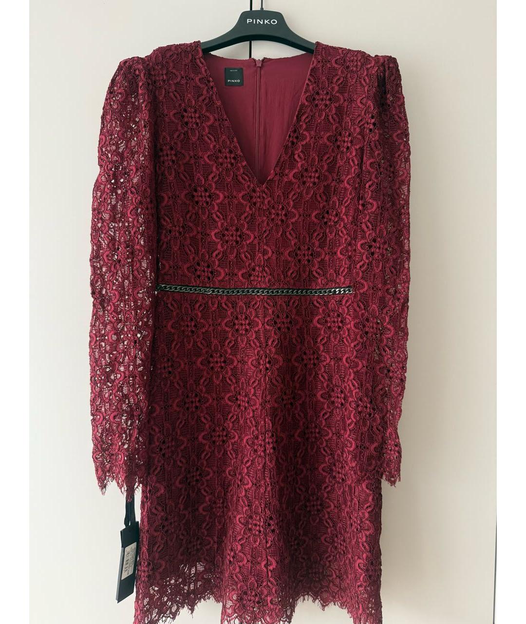PINKO Бордовое вискозное вечернее платье, фото 9