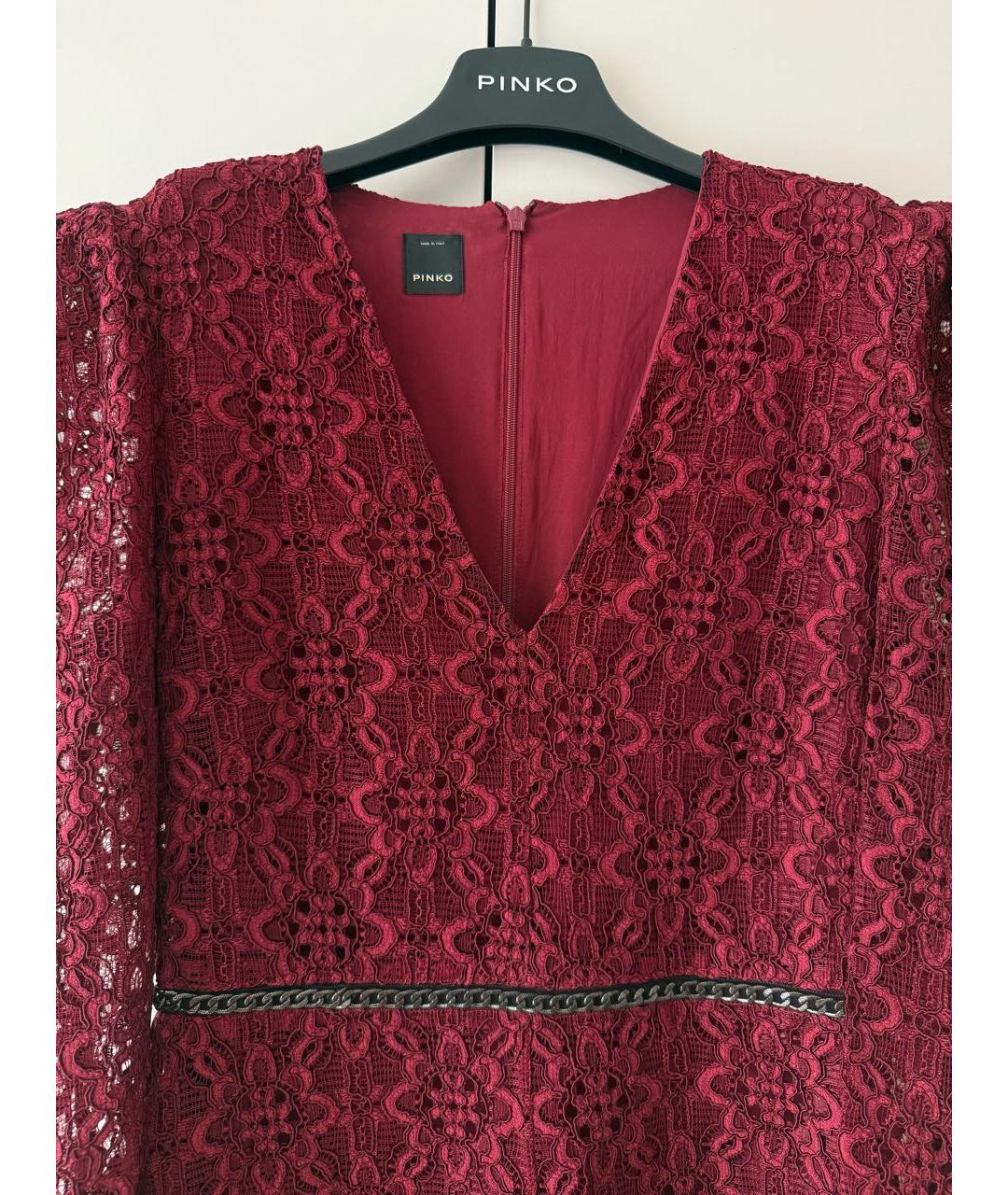 PINKO Бордовое вискозное вечернее платье, фото 3