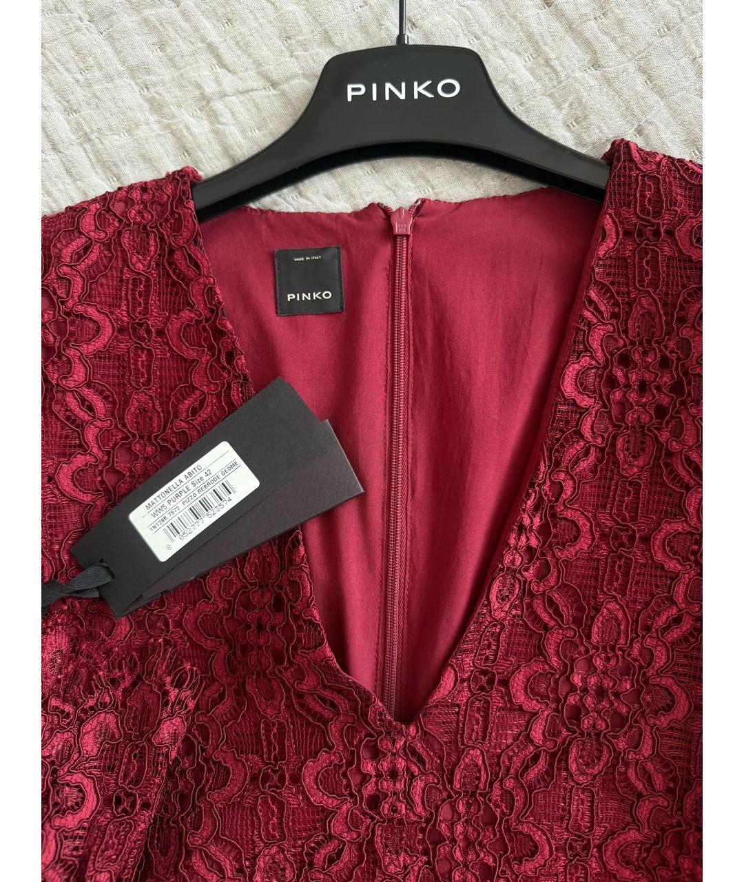 PINKO Бордовое вискозное вечернее платье, фото 6
