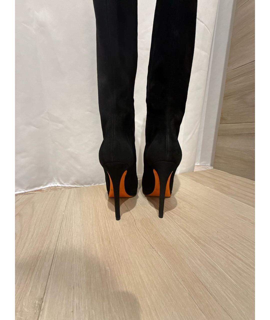 SANTONI Черные замшевые сапоги, фото 4