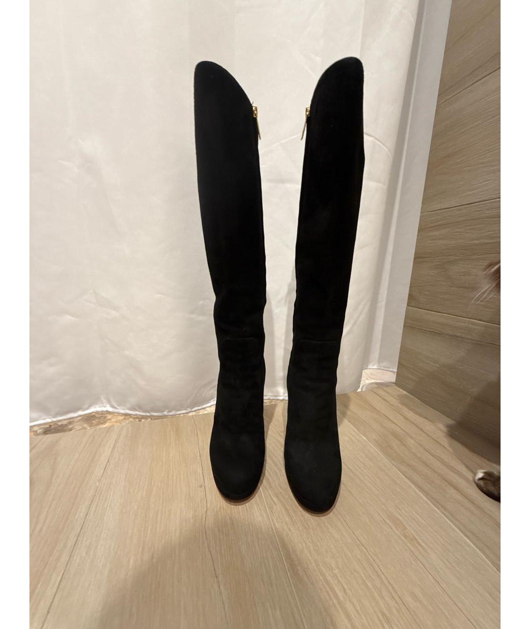 SANTONI Черные замшевые сапоги, фото 2