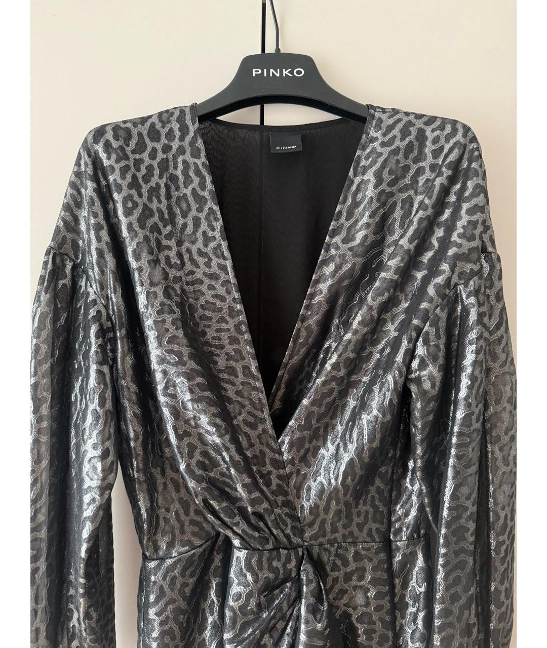 PINKO Серебряное полиэстеровое вечернее платье, фото 5