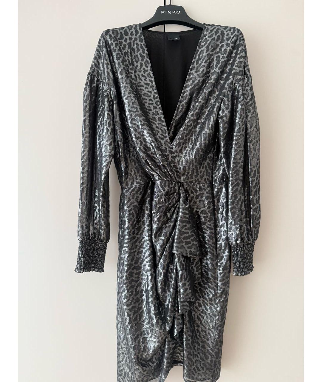 PINKO Серебряное полиэстеровое вечернее платье, фото 9