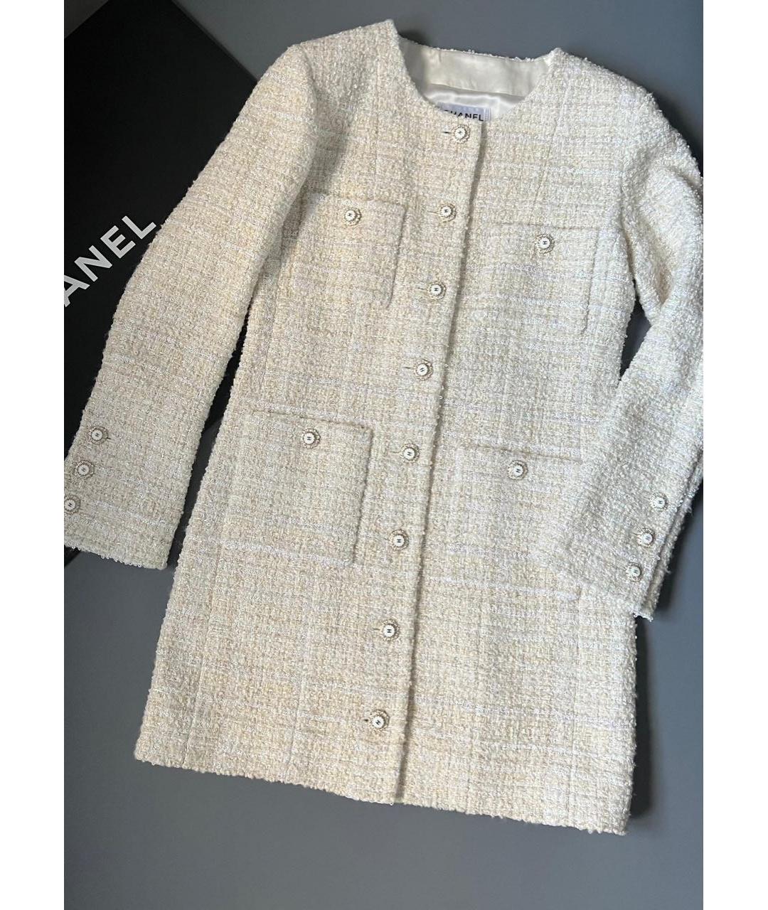 CHANEL Бежевое твидовое коктейльное платье, фото 3