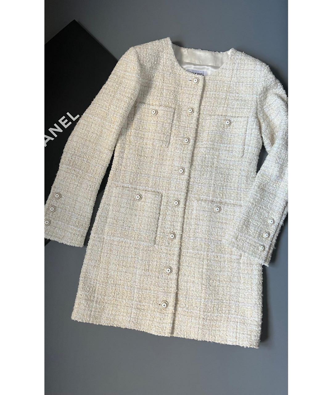 CHANEL Бежевое твидовое коктейльное платье, фото 2