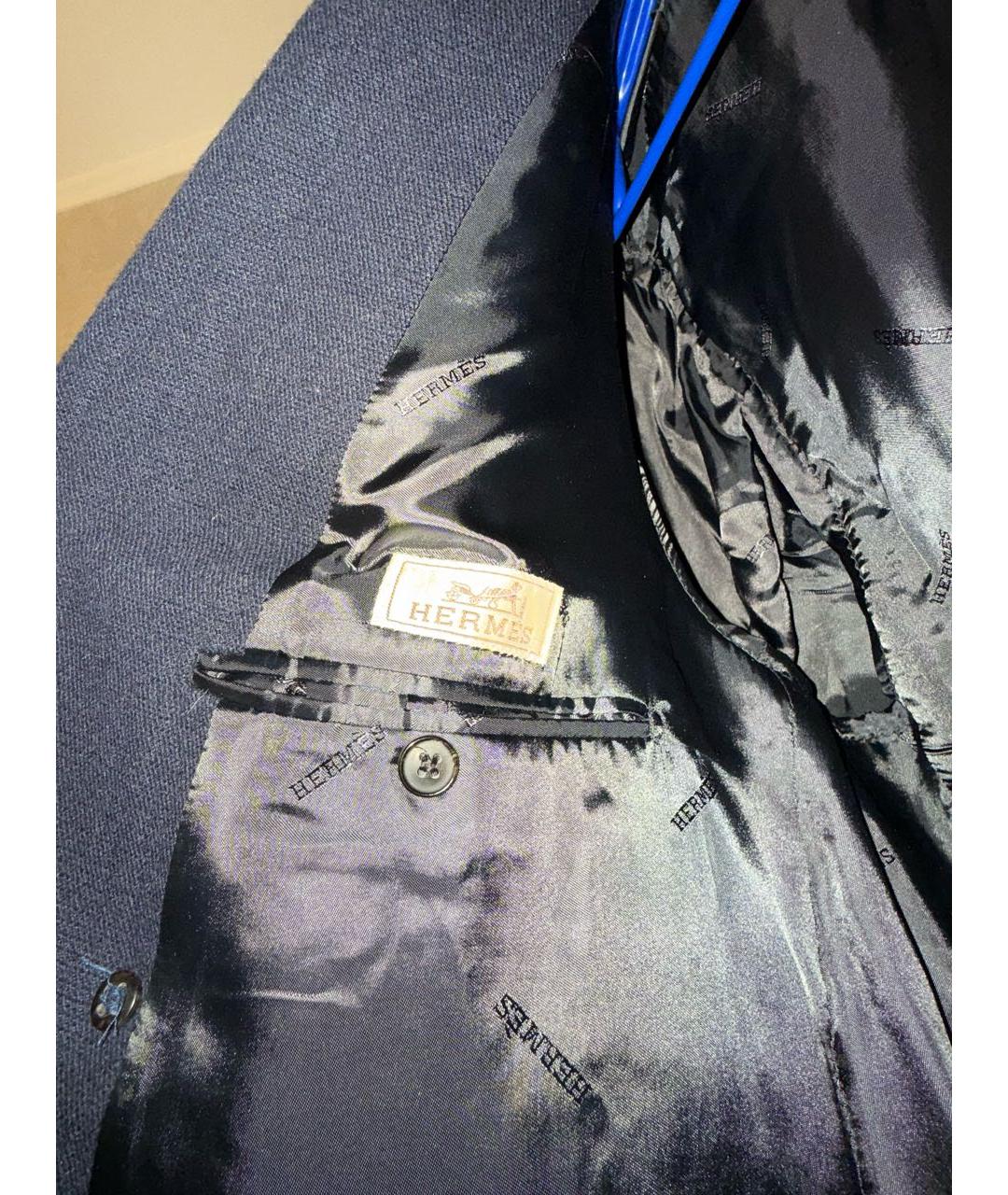 HERMES Темно-синее шерстяное пальто, фото 3