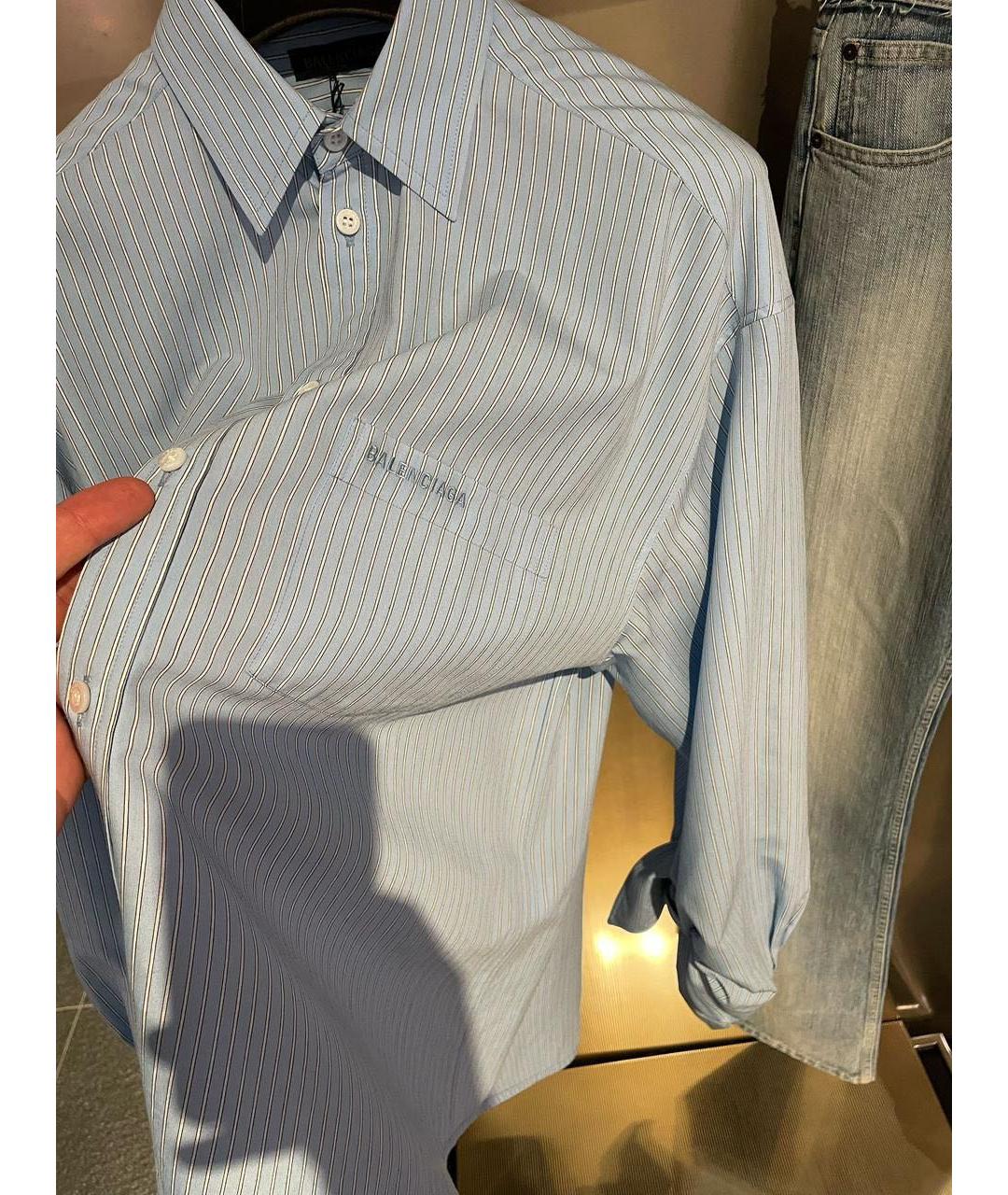 BALENCIAGA Голубая хлопковая рубашка, фото 6