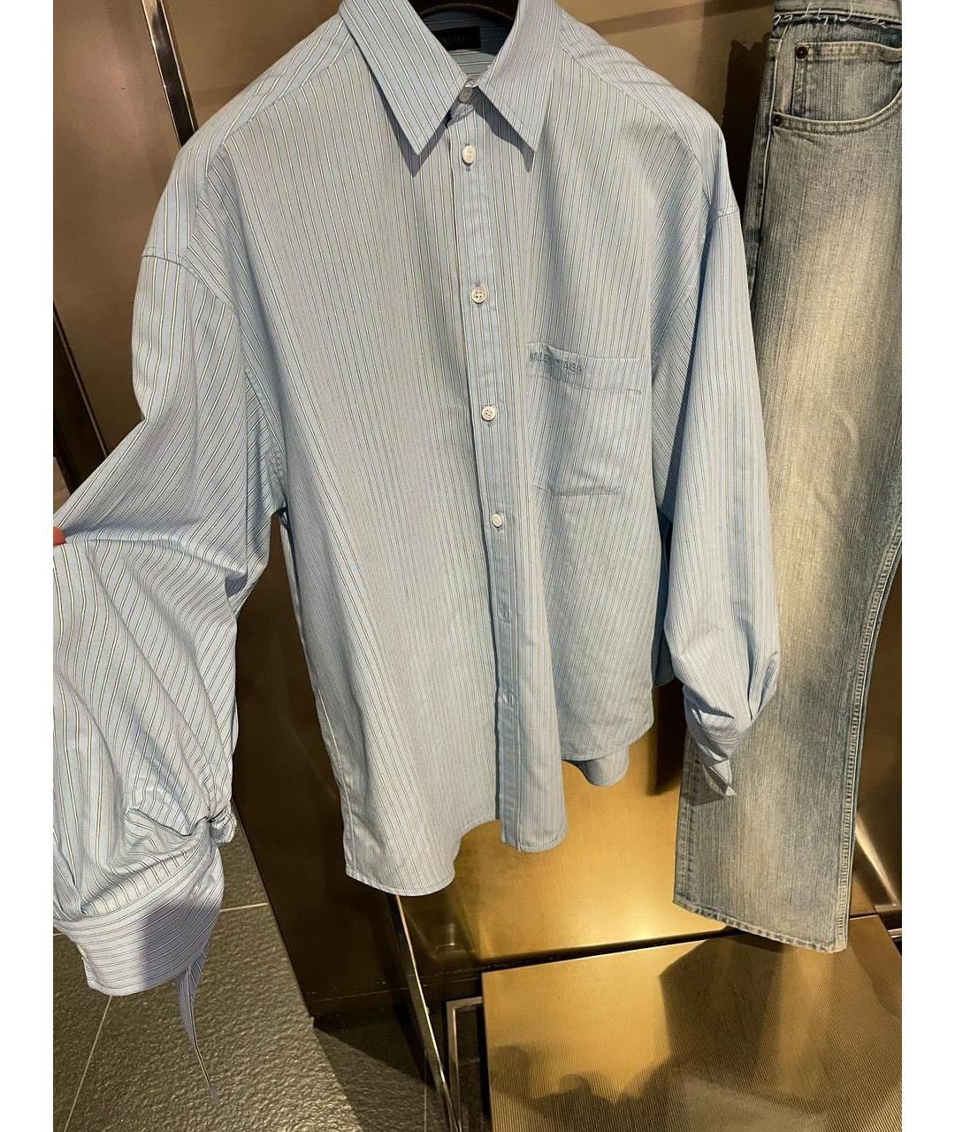 BALENCIAGA Голубая хлопковая рубашка, фото 4