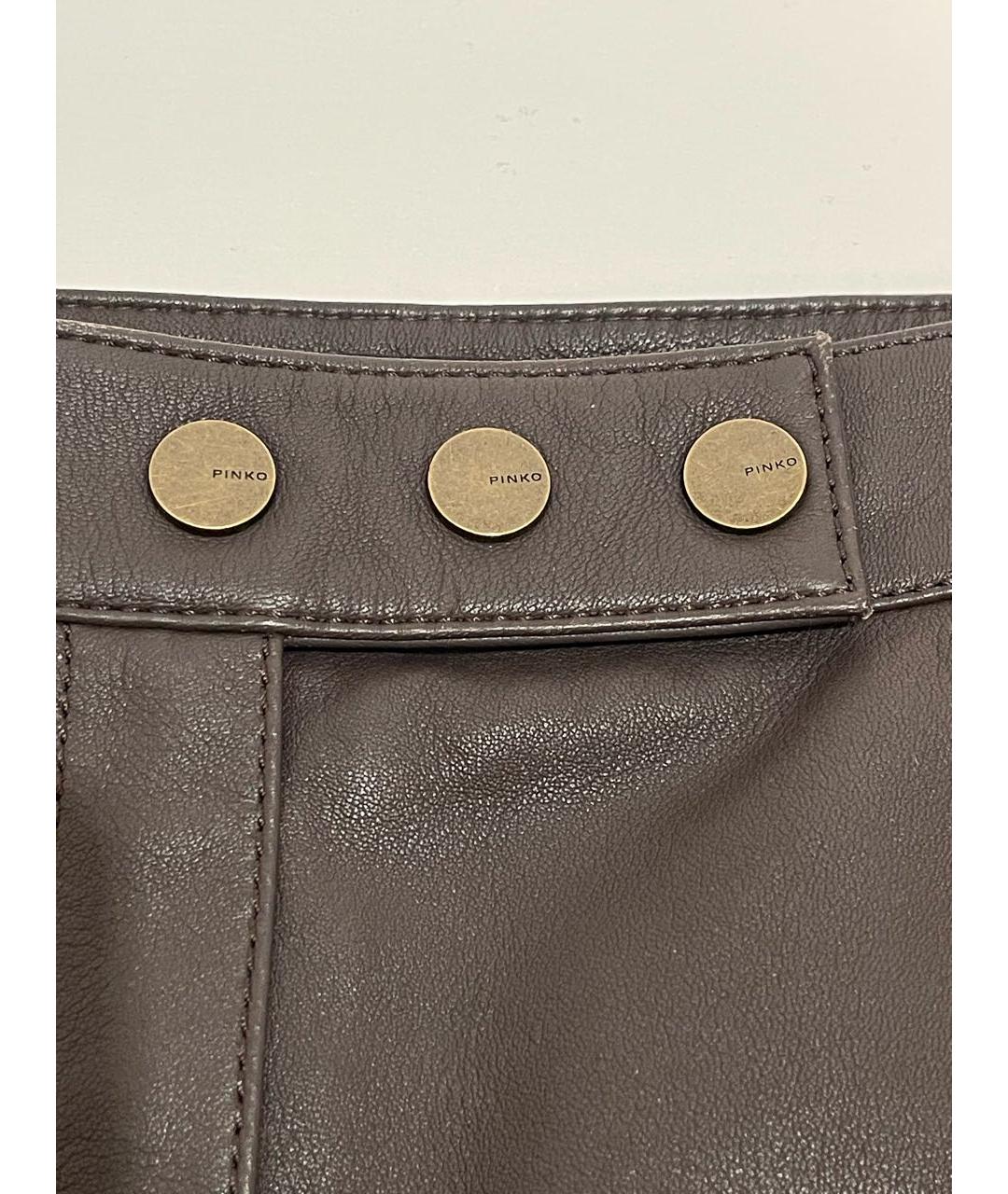 PINKO Коричневая кожаная юбка миди, фото 5