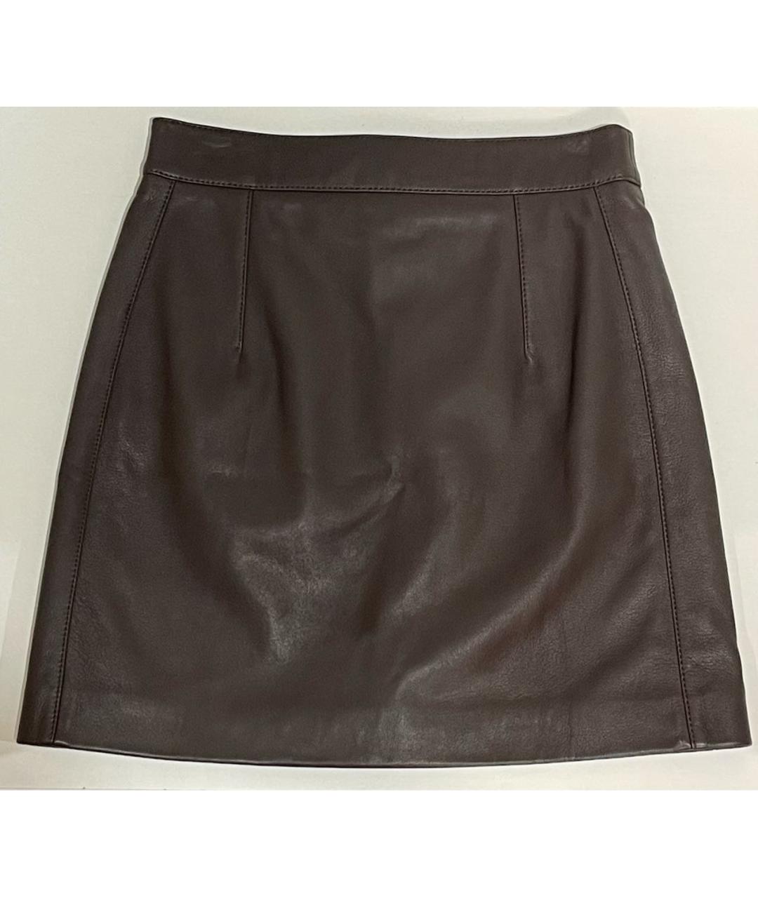 PINKO Коричневая кожаная юбка миди, фото 2