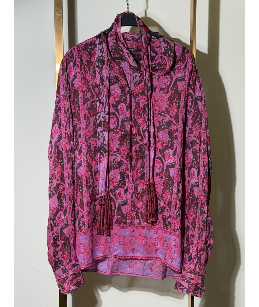 GUCCI Бордовая шелковая блузы, фото 6