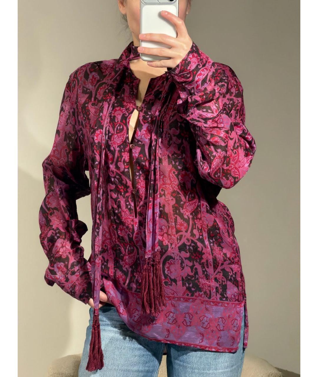 GUCCI Бордовая шелковая блузы, фото 5