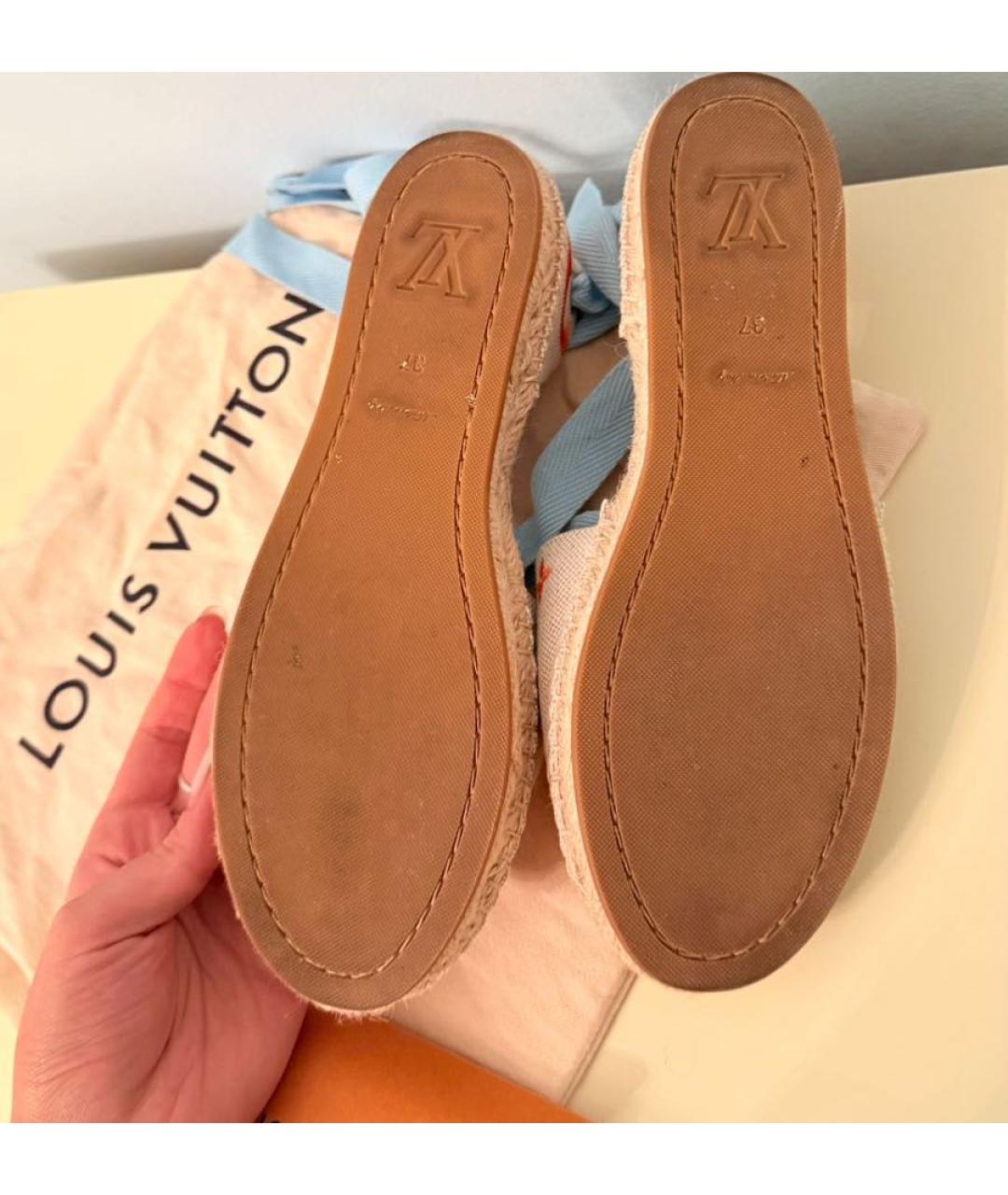 LOUIS VUITTON Бежевые текстильные эспадрильи, фото 4