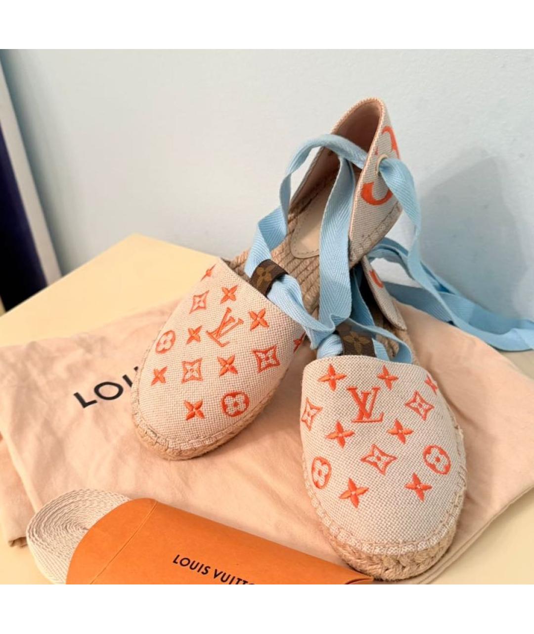 LOUIS VUITTON Бежевые текстильные эспадрильи, фото 2
