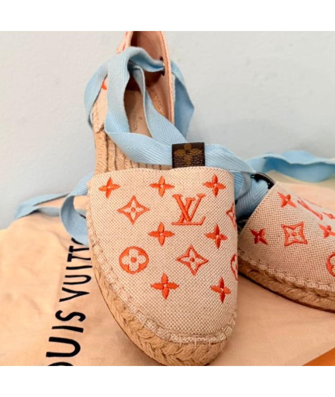 LOUIS VUITTON Бежевые текстильные эспадрильи, фото 3