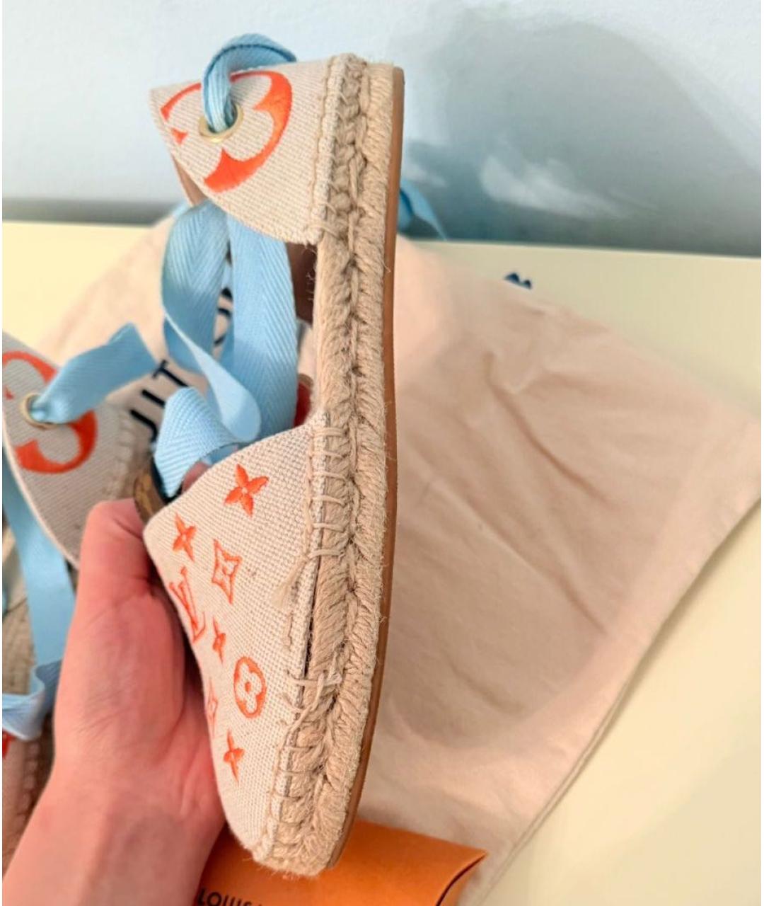 LOUIS VUITTON Бежевые текстильные эспадрильи, фото 5