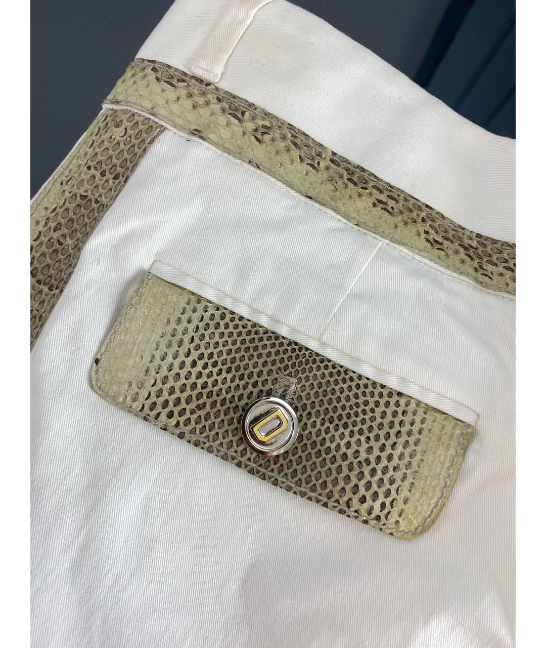 DOLCE&GABBANA Белые хлопко-эластановые прямые брюки, фото 4