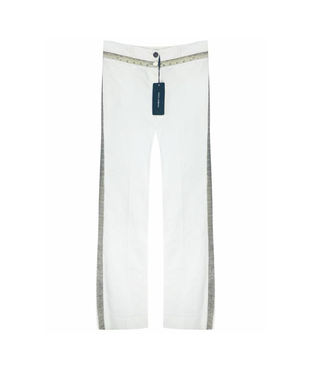 DOLCE&GABBANA Белые хлопко-эластановые прямые брюки, фото 1