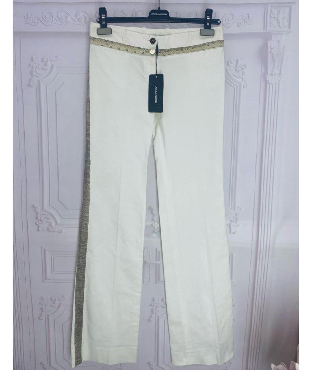 DOLCE&GABBANA Белые хлопко-эластановые прямые брюки, фото 8