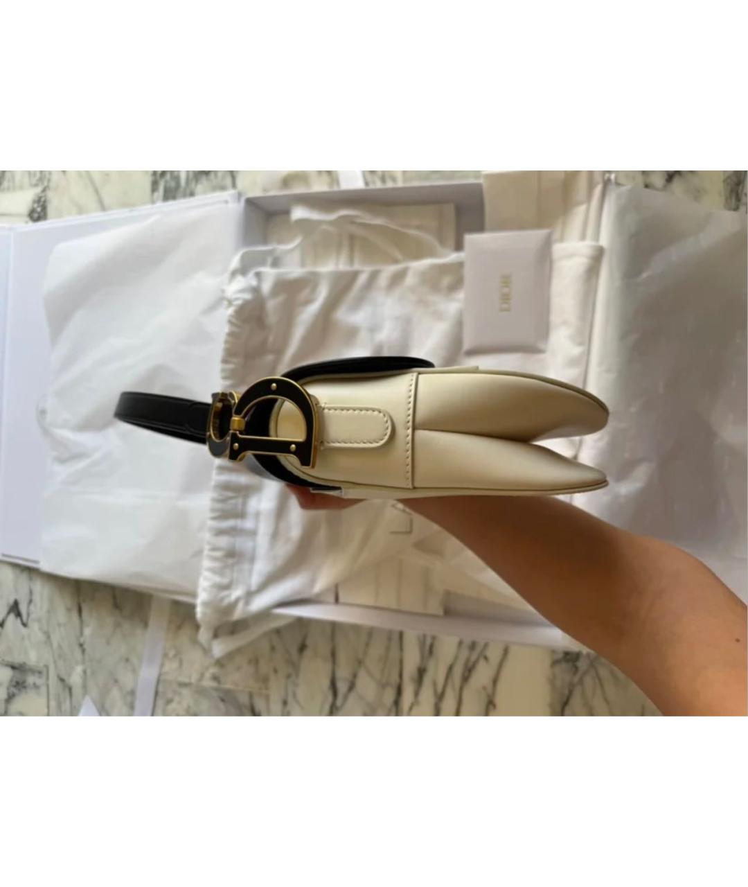 CHRISTIAN DIOR Белая кожаная сумка с короткими ручками, фото 7