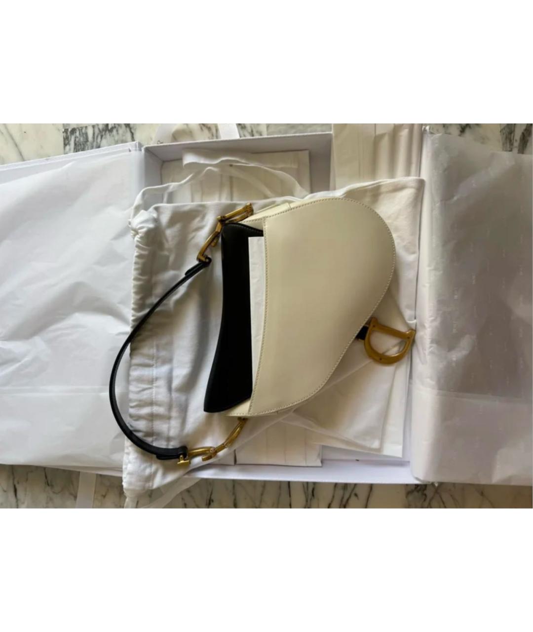CHRISTIAN DIOR Белая кожаная сумка с короткими ручками, фото 2