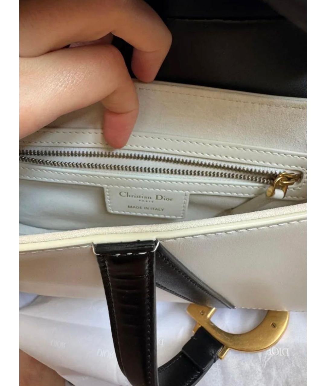 CHRISTIAN DIOR Белая кожаная сумка с короткими ручками, фото 5