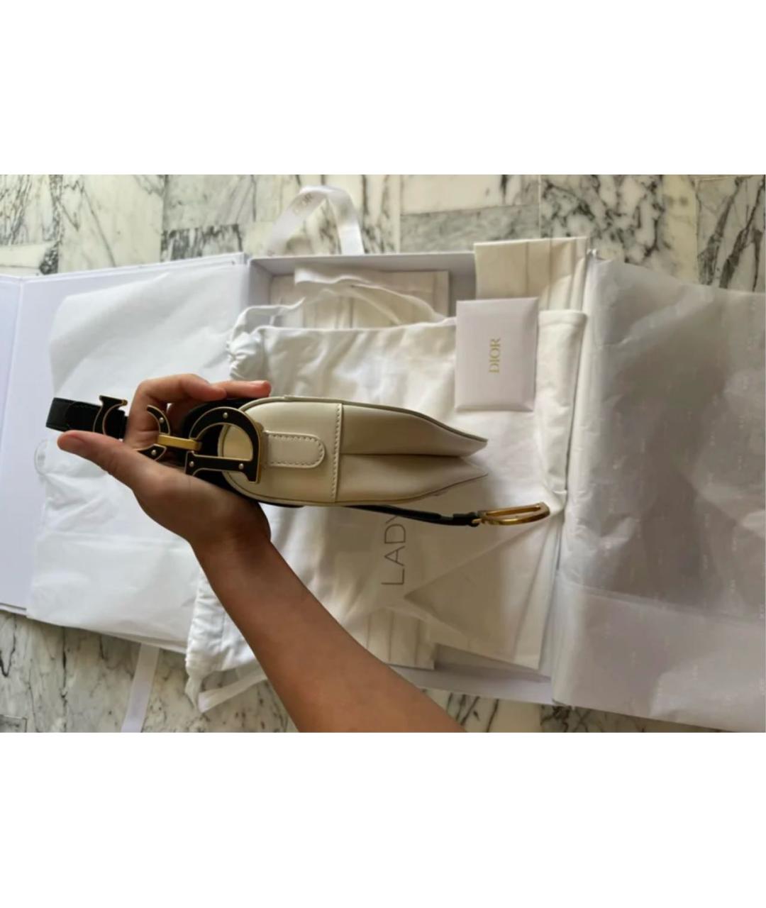 CHRISTIAN DIOR Белая кожаная сумка с короткими ручками, фото 8