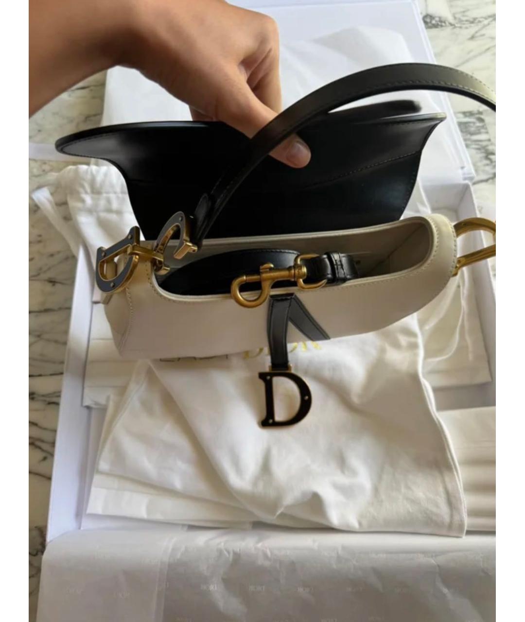 CHRISTIAN DIOR Белая кожаная сумка с короткими ручками, фото 4