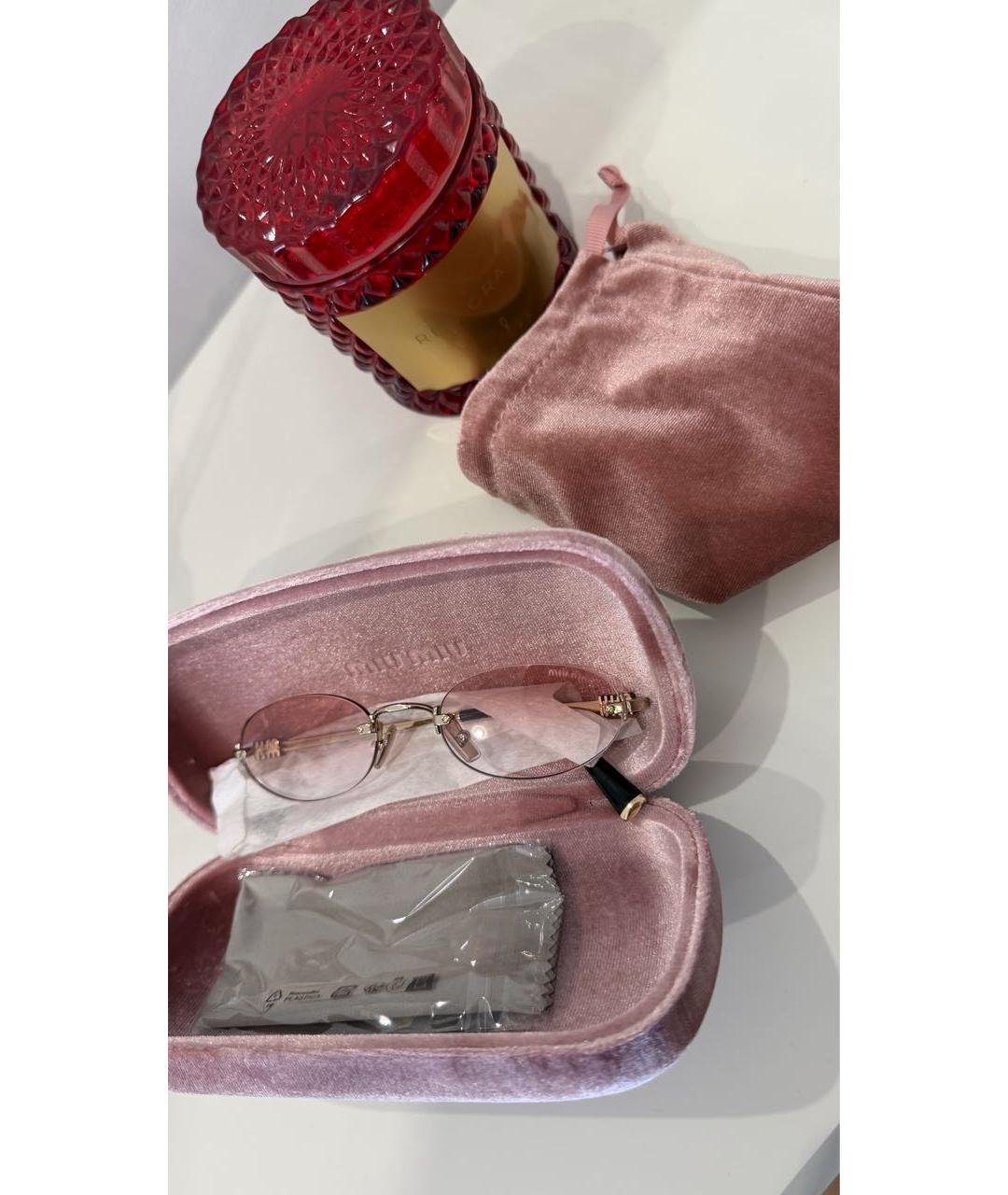 MIU MIU Розовые металлические солнцезащитные очки, фото 3