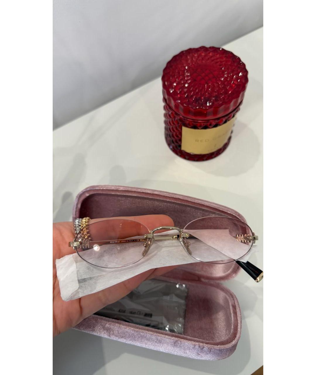 MIU MIU Розовые металлические солнцезащитные очки, фото 4