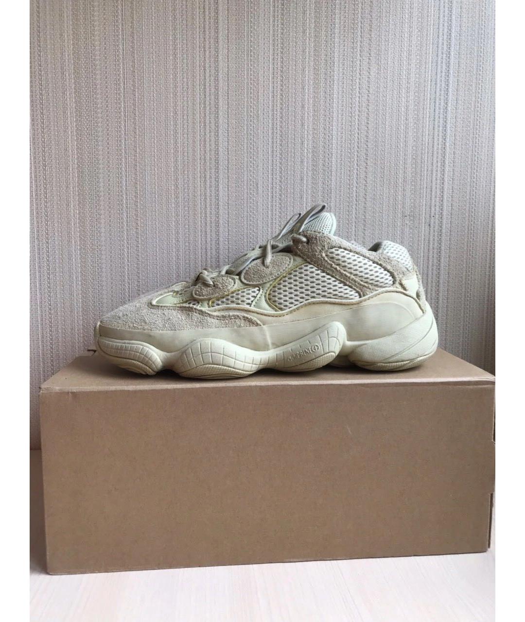 ADIDAS YEEZY Бежевые замшевые кроссовки, фото 3