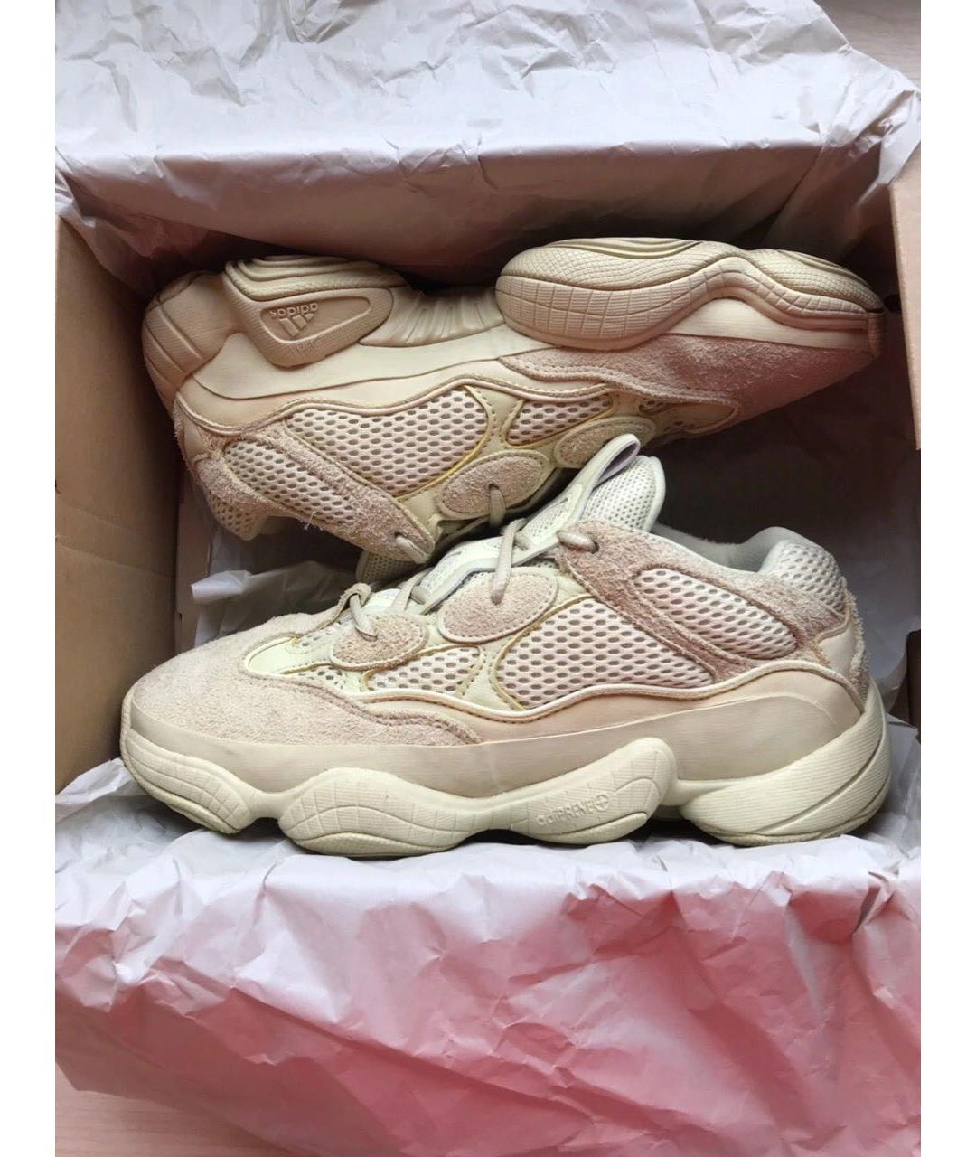 ADIDAS YEEZY Бежевые замшевые кроссовки, фото 2