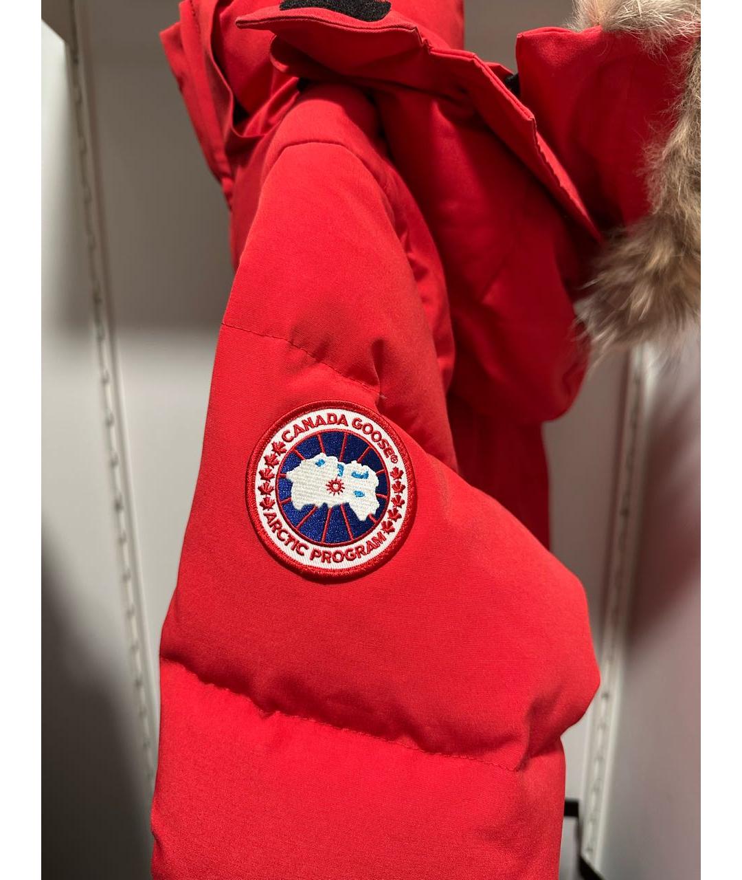CANADA GOOSE Красный полиэстеровый пуховик, фото 5
