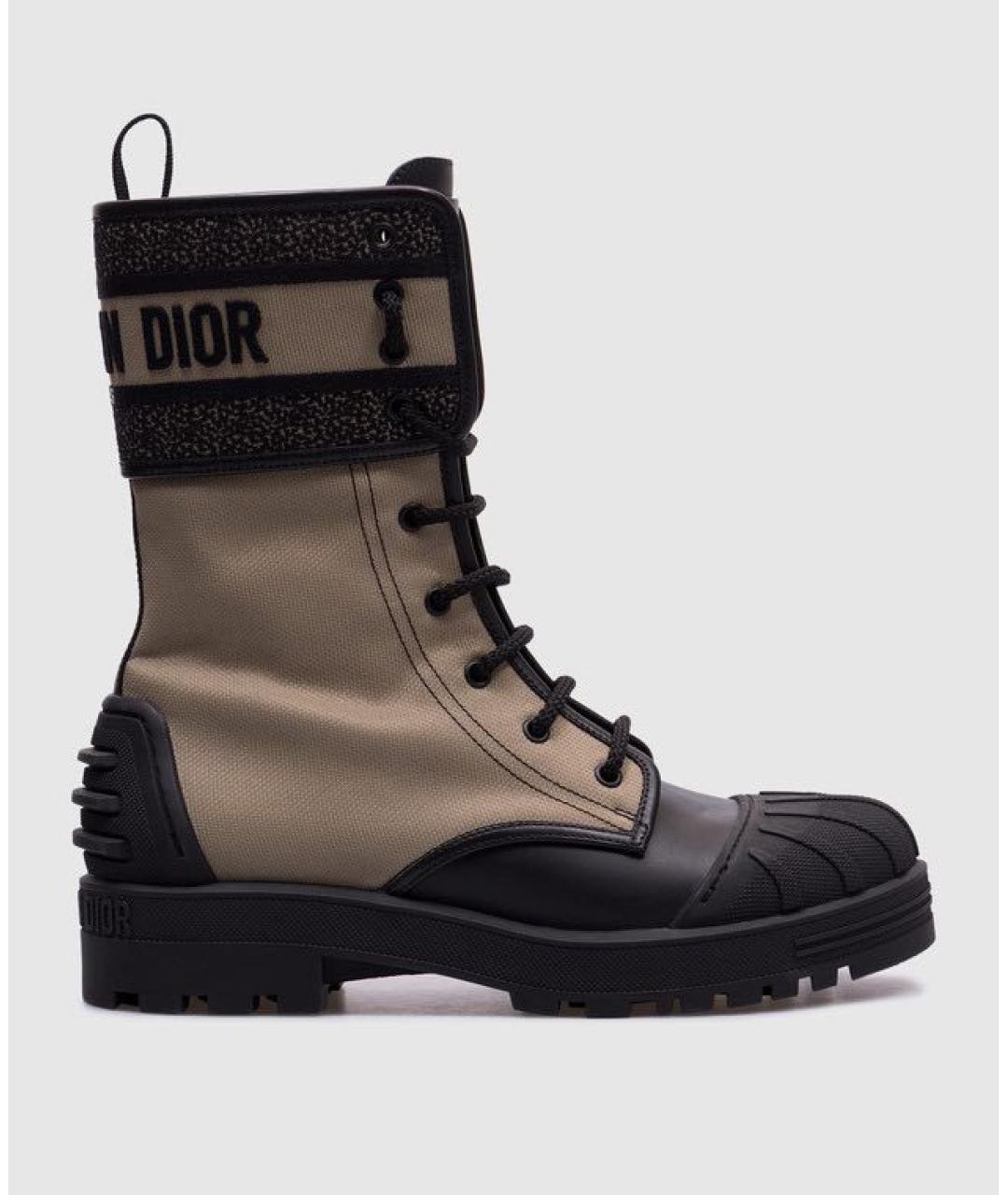 CHRISTIAN DIOR Бежевые текстильные ботинки, фото 5