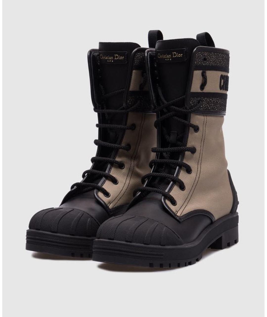 CHRISTIAN DIOR Бежевые текстильные ботинки, фото 2