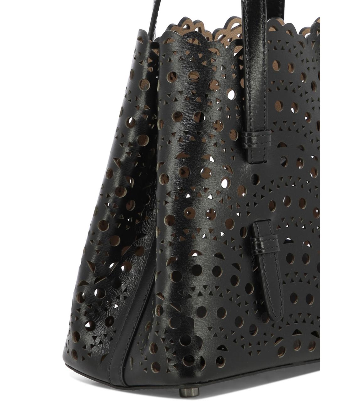 ALAIA Черная кожаная сумка с короткими ручками, фото 2