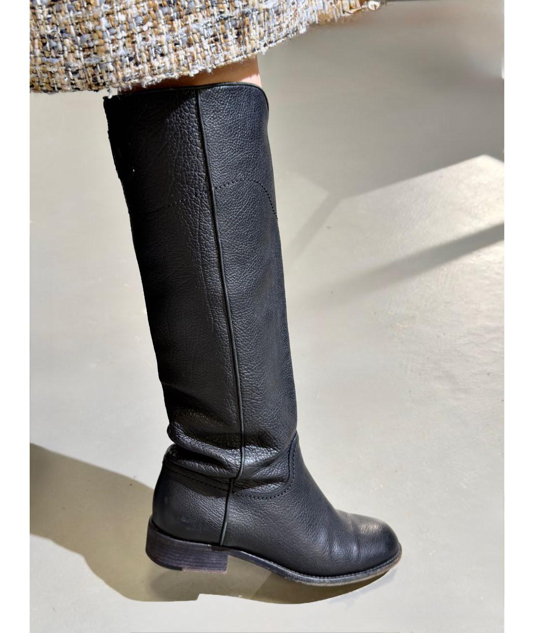 CHANEL Черные кожаные сапоги, фото 6