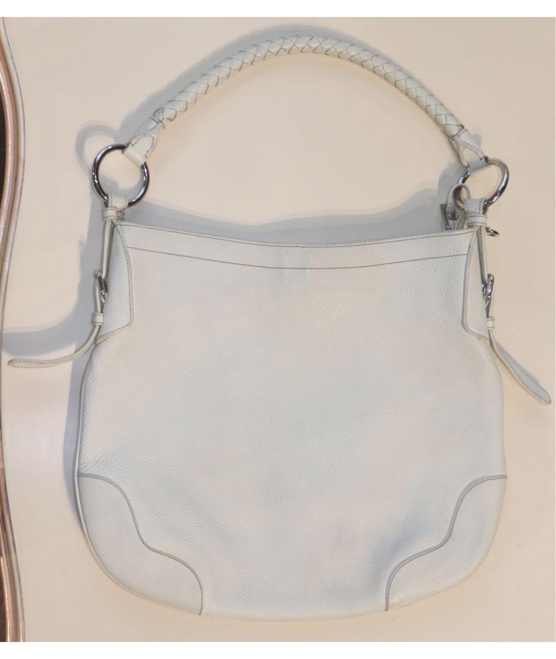PRADA Белая кожаная сумка с короткими ручками, фото 3