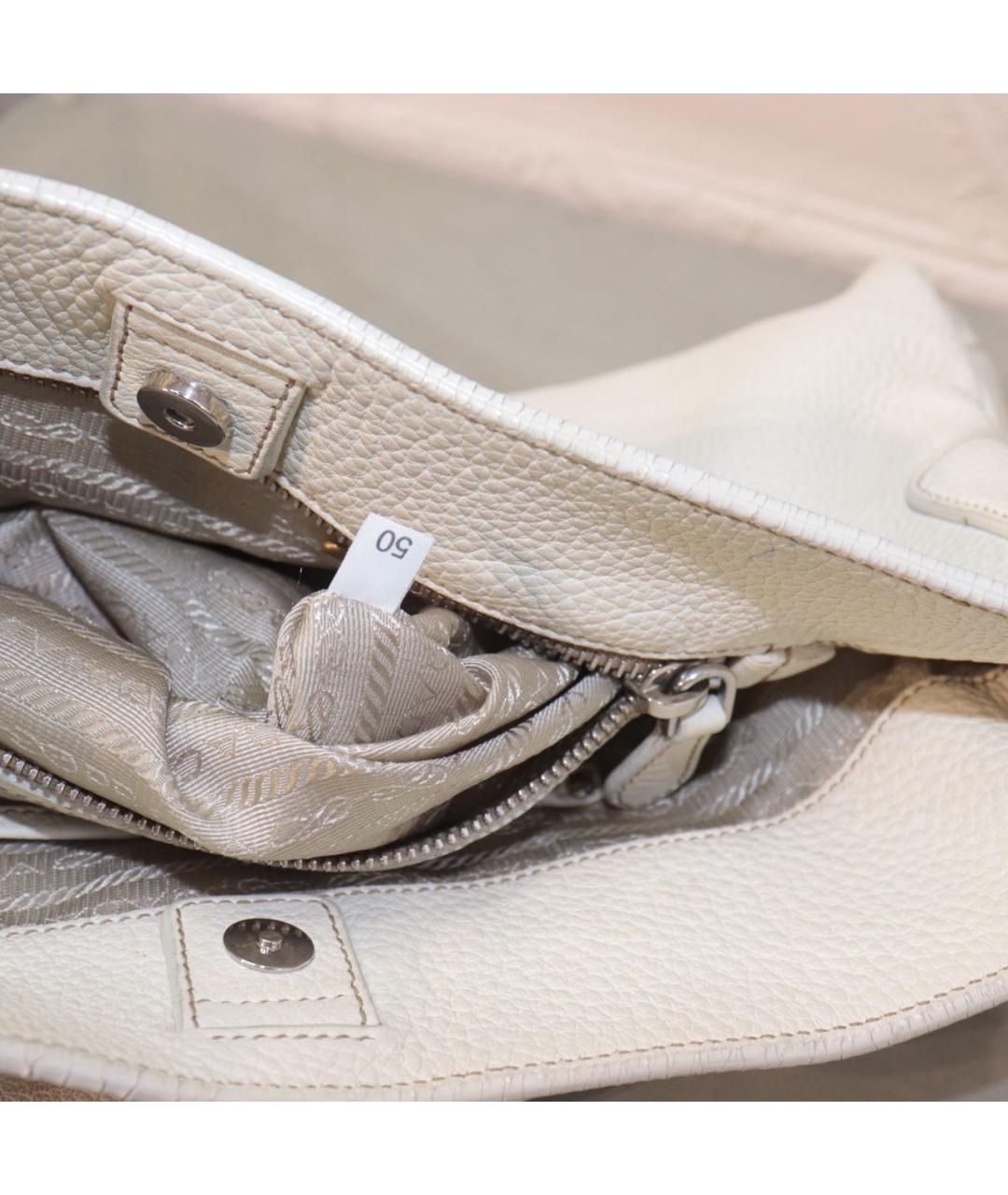 PRADA Белая кожаная сумка с короткими ручками, фото 8