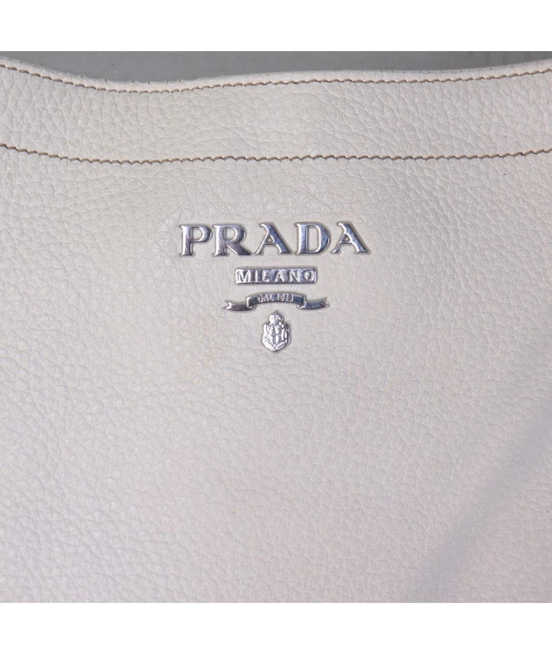 PRADA Белая кожаная сумка с короткими ручками, фото 4