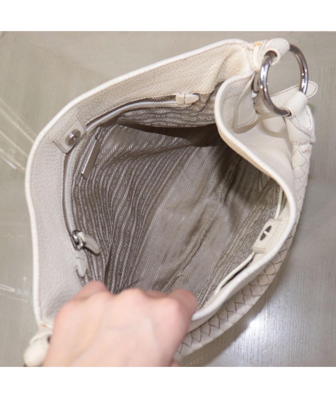 PRADA Белая кожаная сумка с короткими ручками, фото 7