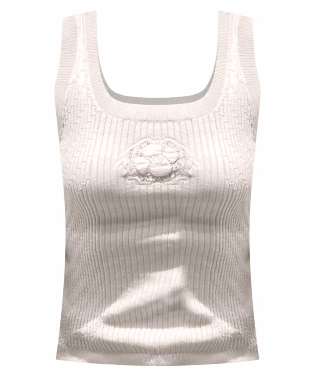 CHANEL Белая хлопко-эластановая майка, фото 1