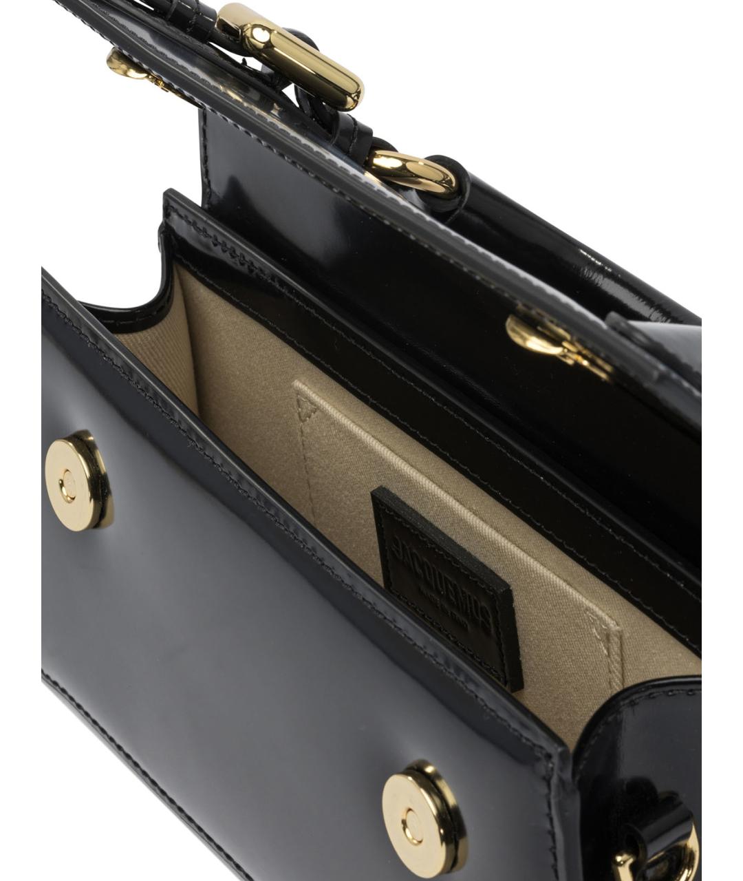 JACQUEMUS Черная кожаная сумка с короткими ручками, фото 5