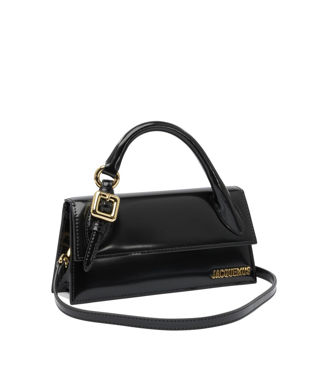JACQUEMUS Черная кожаная сумка с короткими ручками, фото 2