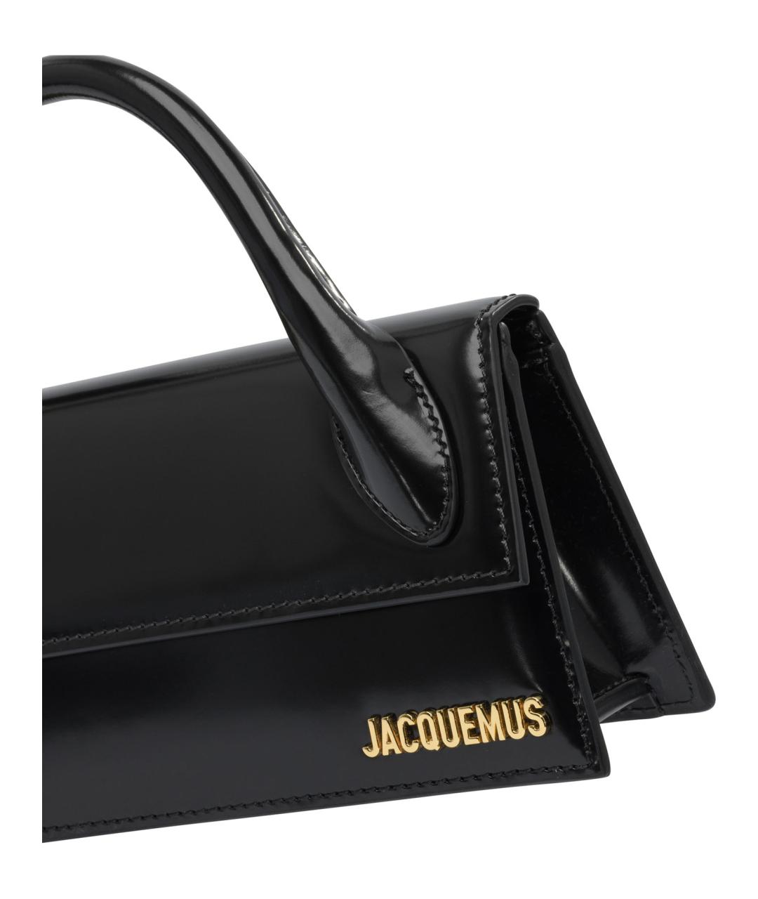 JACQUEMUS Черная кожаная сумка с короткими ручками, фото 4